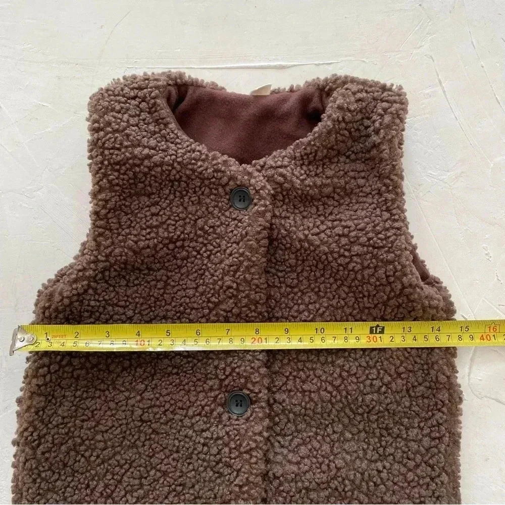 Vest Sherpa Sweater Lamb Fleece Brown Sheep Lighweight Vintage Unisex Kids